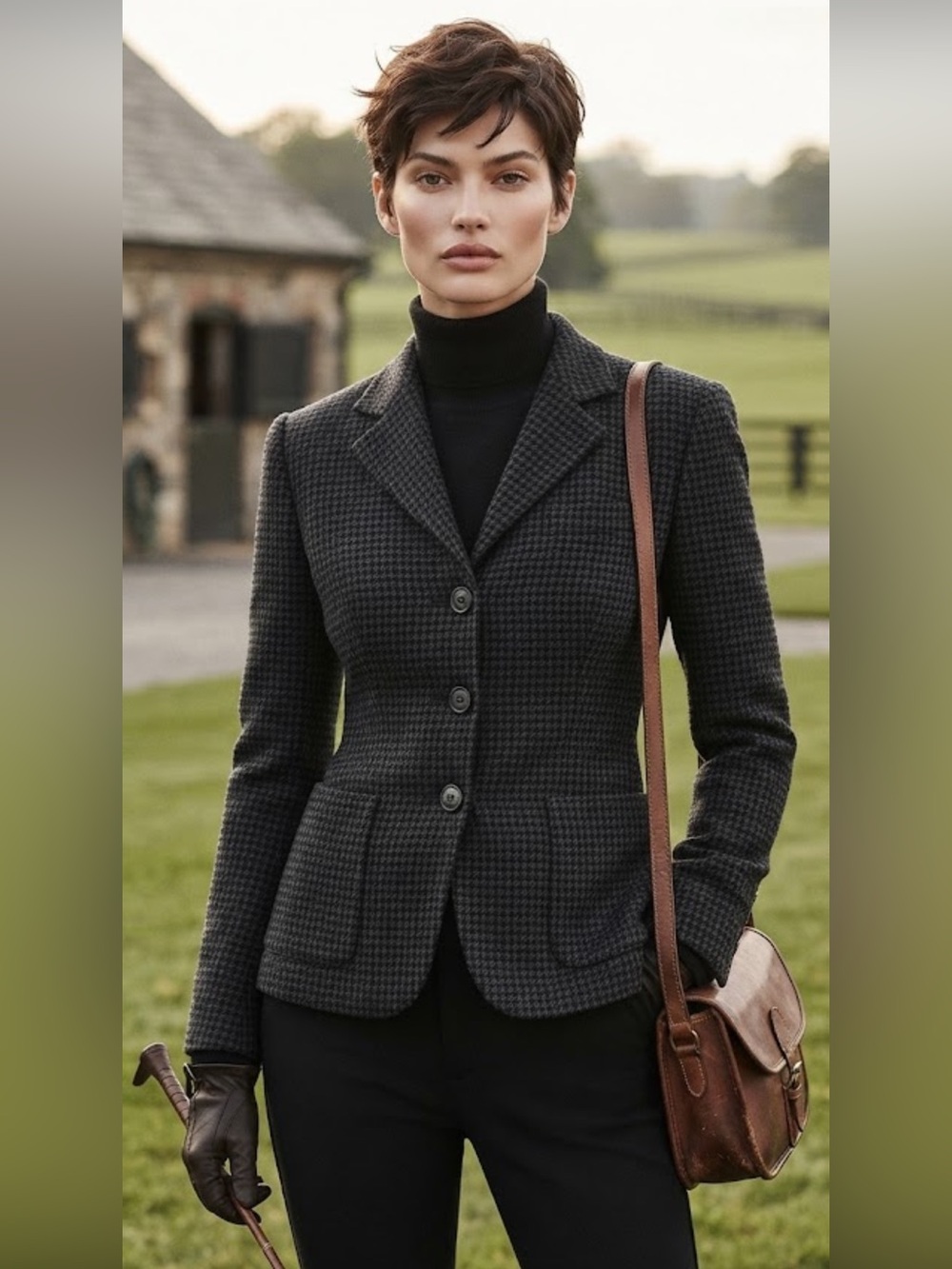 Lauren Ralph Lauren 100% Wool Gray Tailored Checkered Blazer